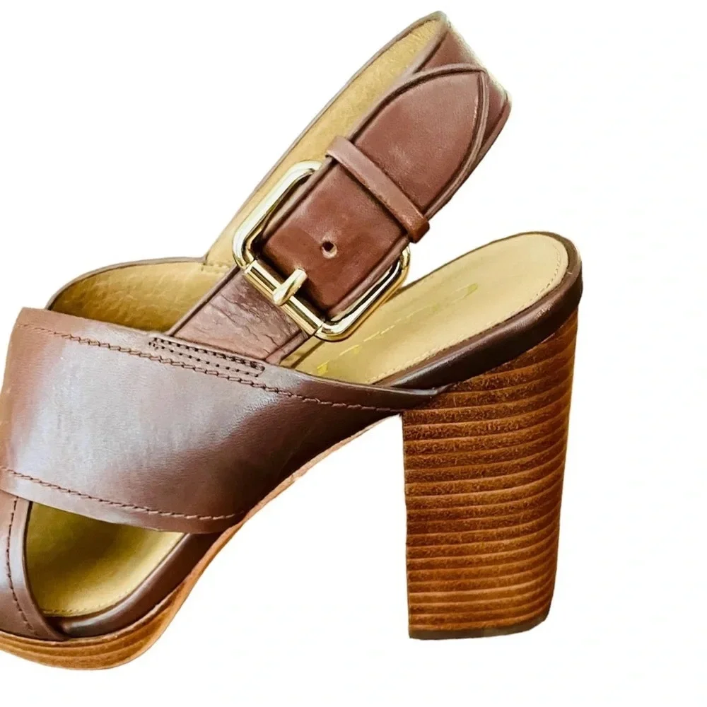 Coach Bristol women’s leather block heel buckle sandals LIKE NEW! SZ 8.5 brown - Picture 8 of 10